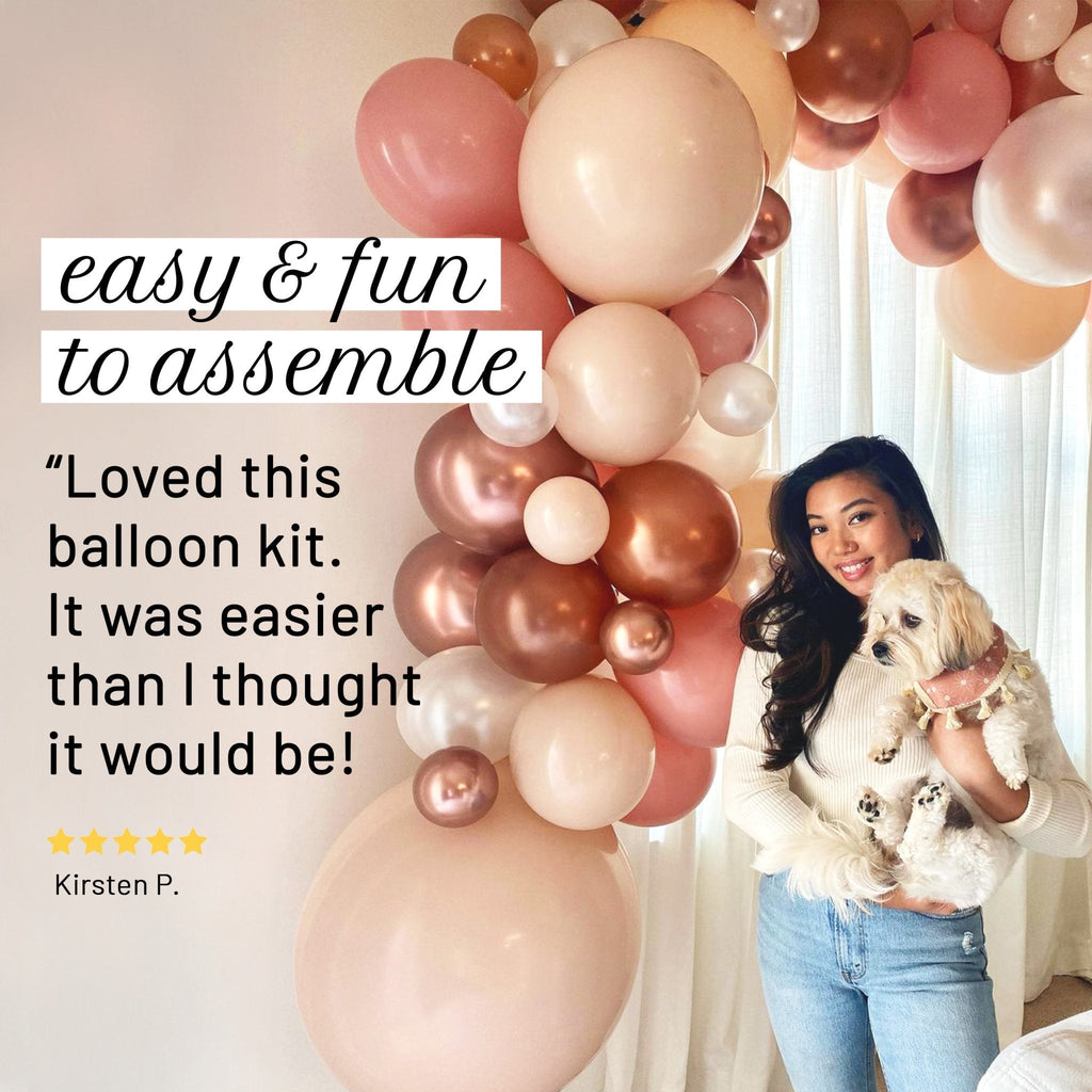 Dusty Rose Boho Balloon Garland Kit | Blush Chrome Rose Gold DIY Arch