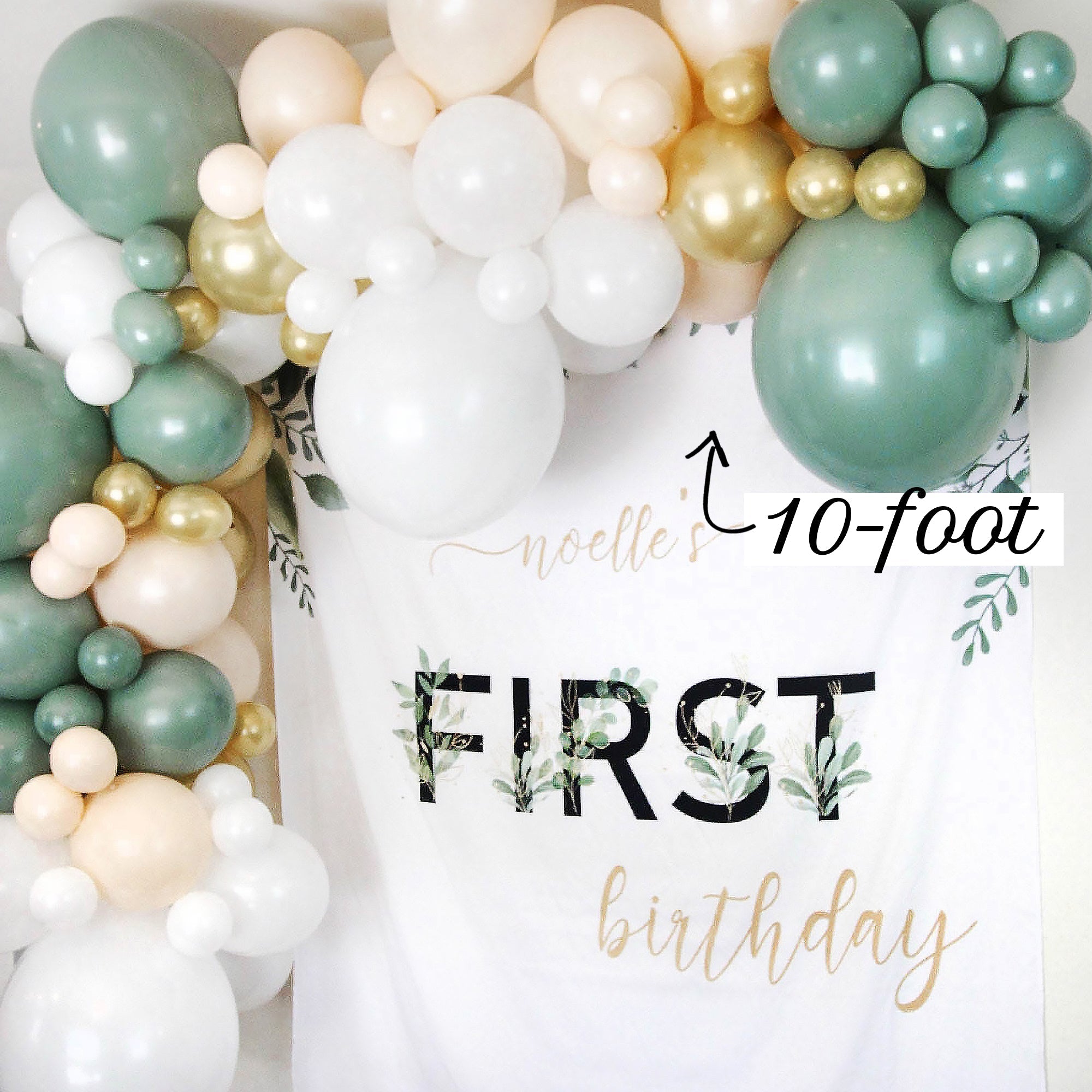 Boho Safari Balloon Garland Kit | Sage Green White Gold DIY Arch