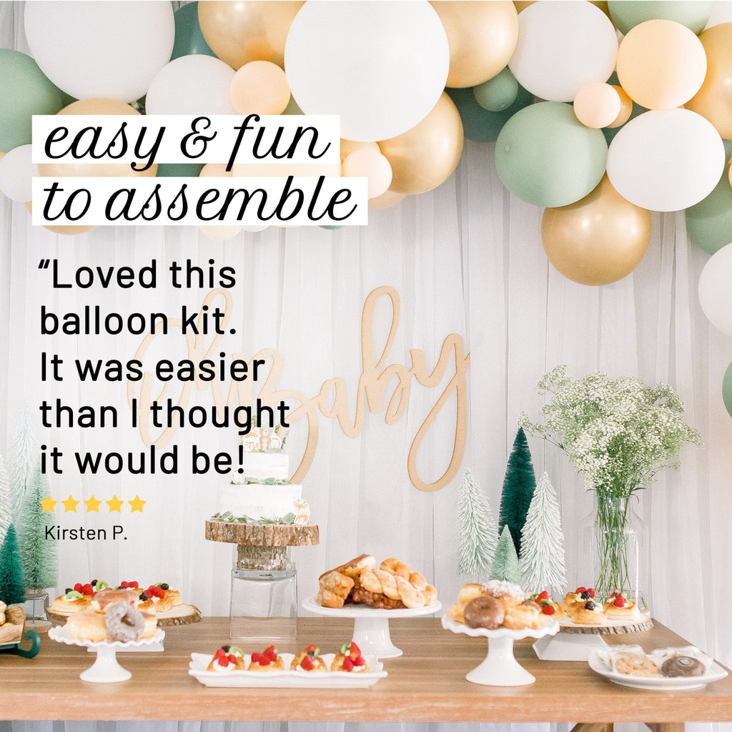 Boho Safari Balloon Garland Kit | Sage Green White Gold DIY Arch