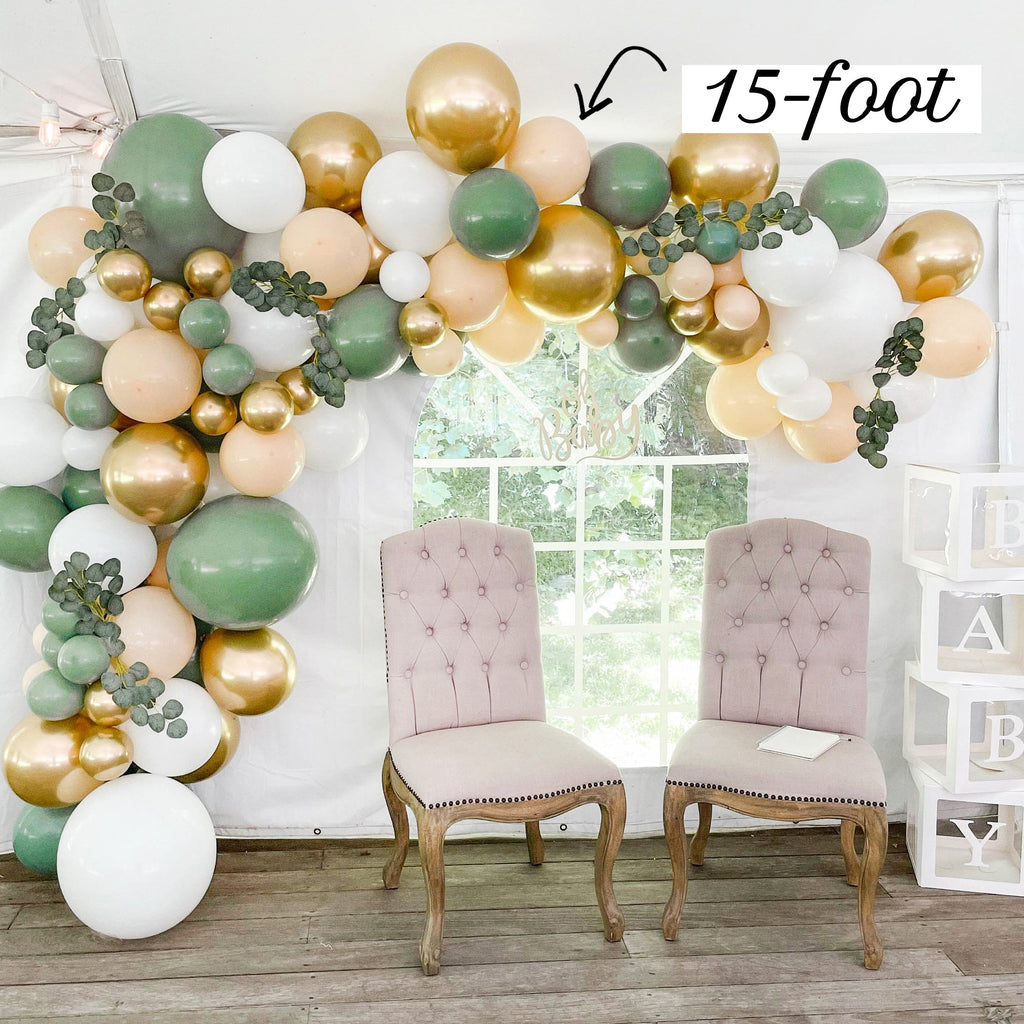 Boho Safari Balloon Garland Kit | Sage Green White Gold DIY Arch