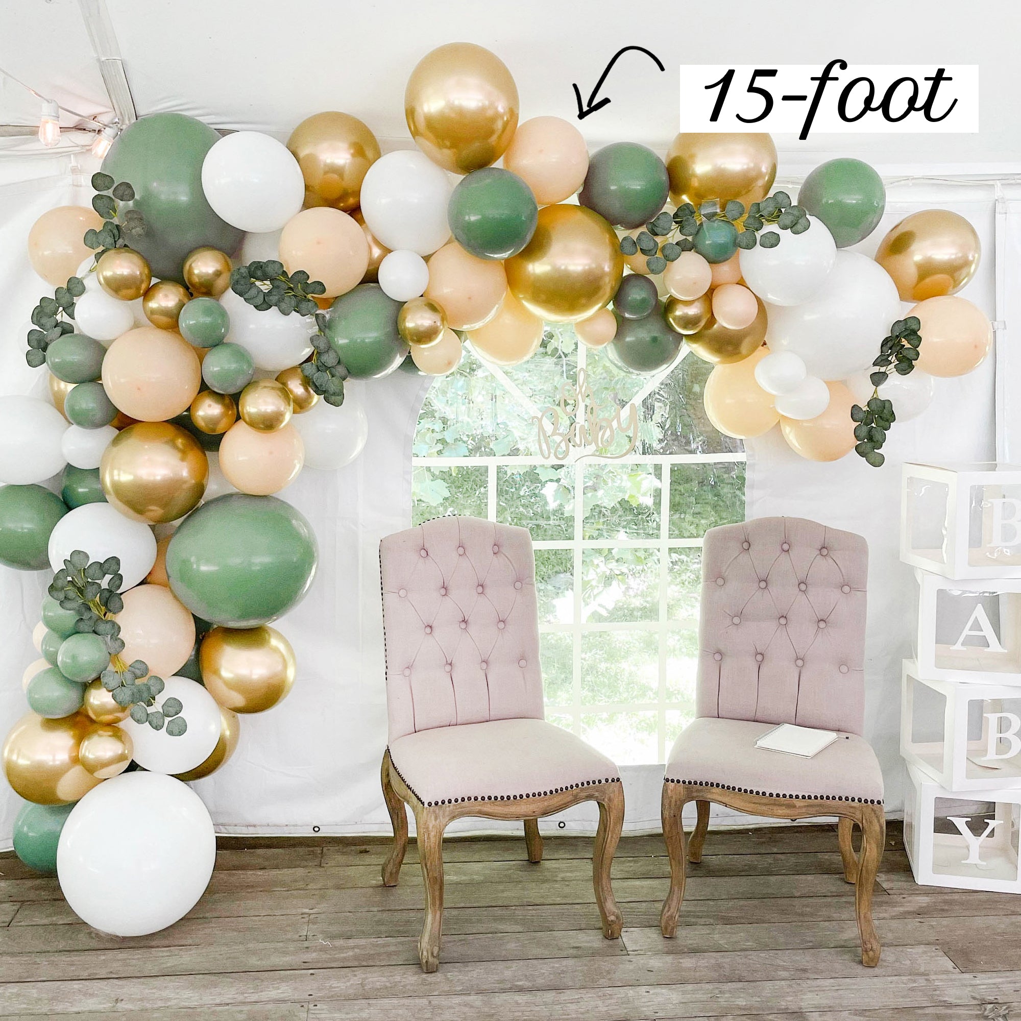 Boho Safari Balloon Garland Kit | Sage Green White Gold DIY Arch