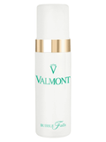 Cosmetic lotion bottle with white tube, gold collar, and VALMONT Bubble Falls label