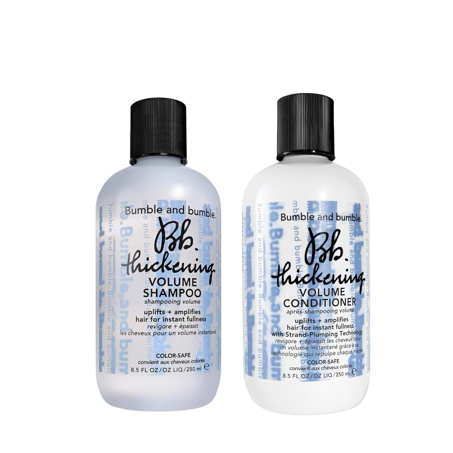 Bumble and bumble thickening volume shampoo and conditioner duo, two white bottles