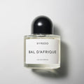 Byredo Bal d'Afrique eau de parfum bottle with black cap and frosted white label
