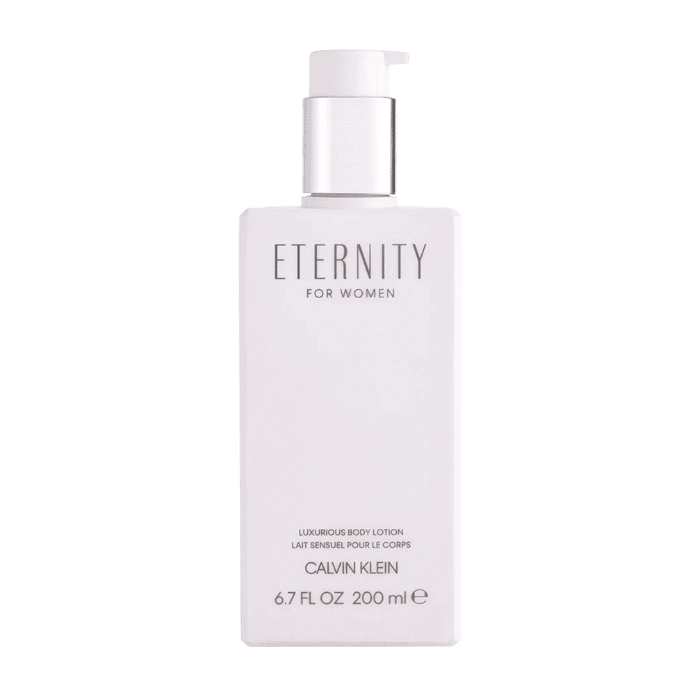 Calvin Klein Eternity for Women body lotion bottle, 6.7 fl oz, pump dispenser