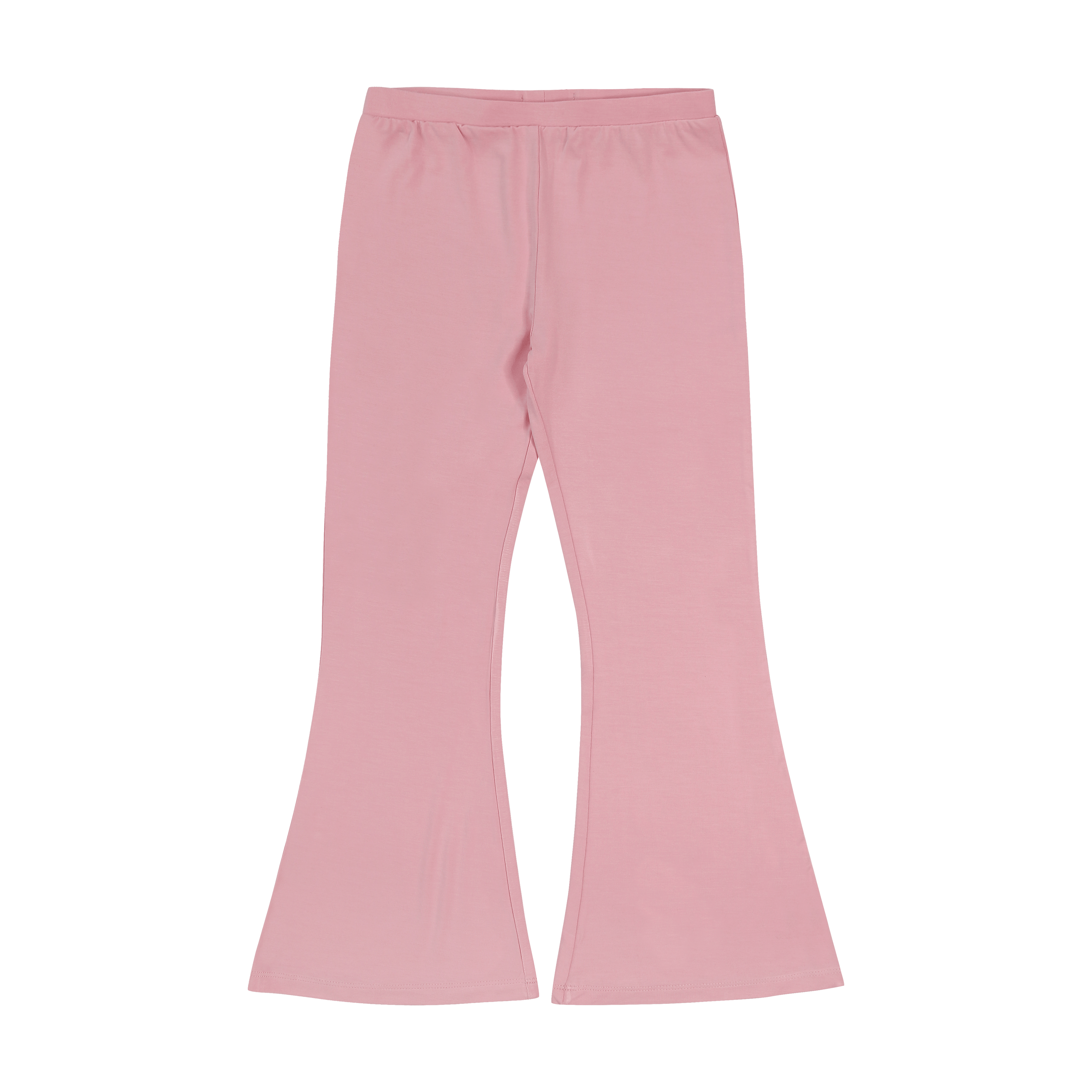 Candy pink flare leggings with elastic waistband, wide bell-bottom legs