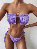 Ruched bikini set with flirty frill trim