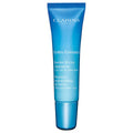 Clarins lip balm tube, blue squeeze container with CLARINS logo and label text