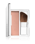 Clinique powder blush compact with pink-toned blush pan and attached makeup brush