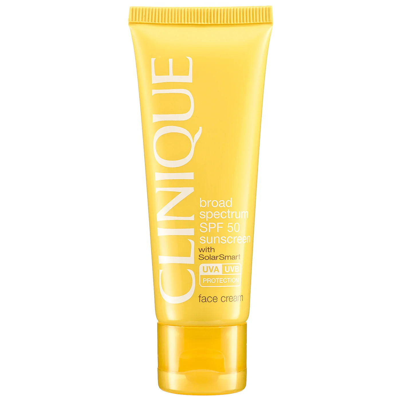 Clinique broad spectrum SPF 50 sunscreen face cream, yellow squeeze tube