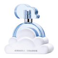 Ariana Grande Cloud eau de parfum bottle with light blue glass and white cloud base