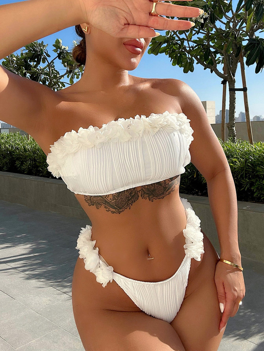 Solid Color Tie-Back Bikini Set - 2024 Bikini Trends