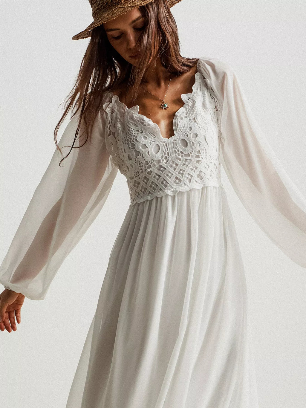 Boho Crochet Lace Maxi Dress for Effortless Style and Grace