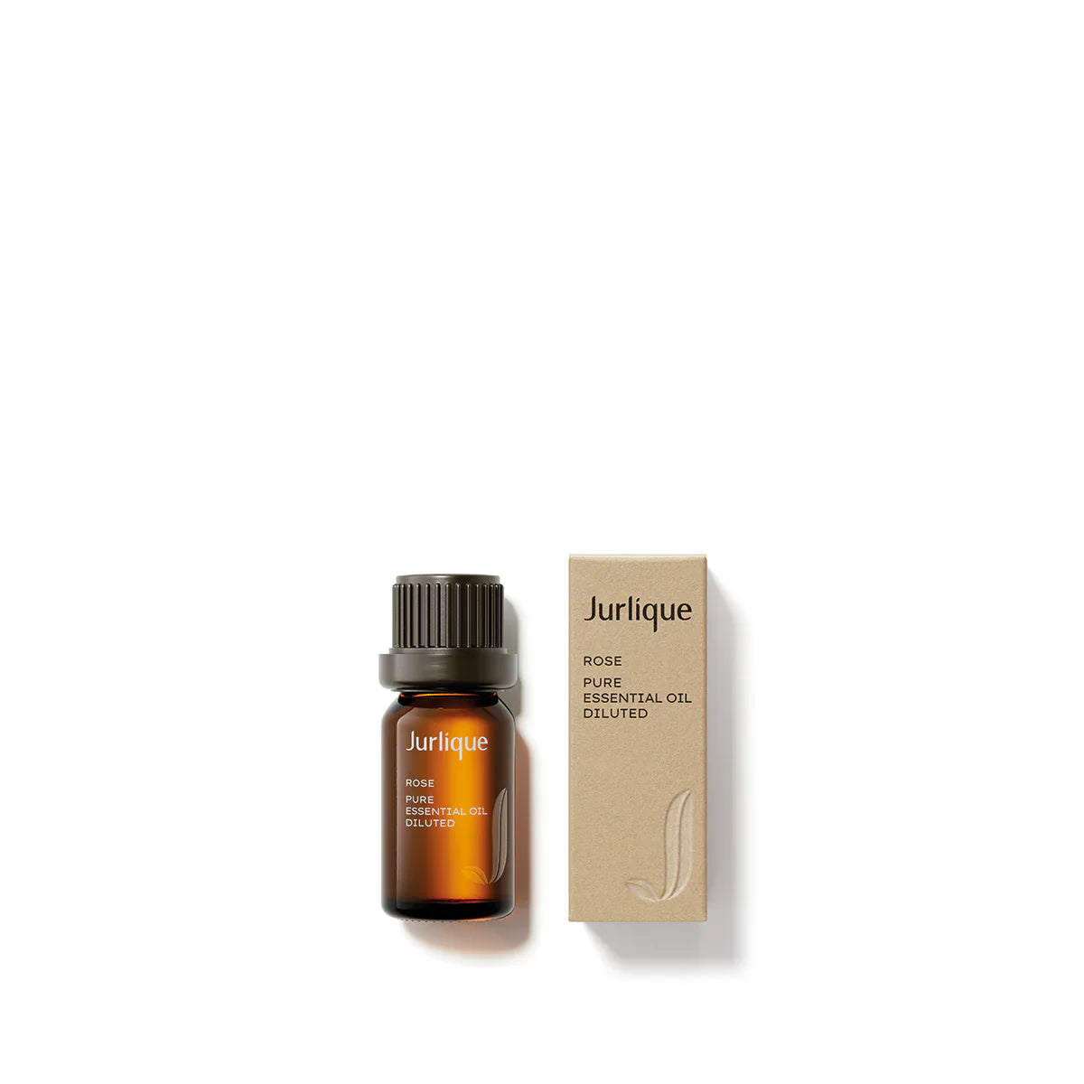 JURLIQUE rose pure diluted essential oil bottle and carton, brown glass dropper