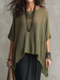 Loose Fit Knit Top with Round Neck