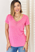 V-Neck Side Slit Tee