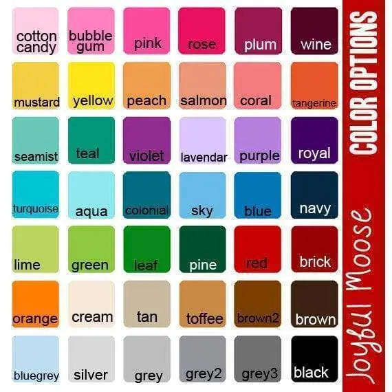 Dog tag color options swatches with many bright solid color squares