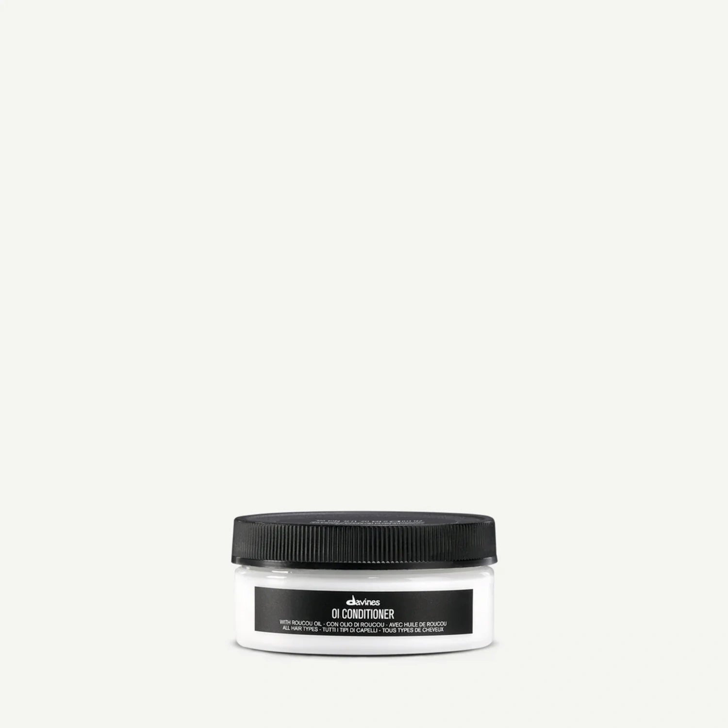 Davines OI Conditioner jar with black cap, front label