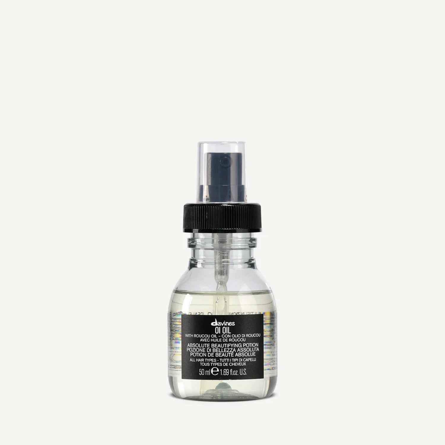 Davines OI Oil glass bottle with black pump