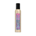 Curl moisturizing mousse bottle with black pump, beige bottle and pink label