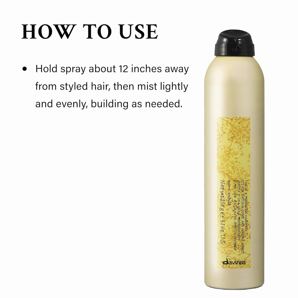Hair spray bottle with black cap, beige bottle, gold printed label, 300 mL