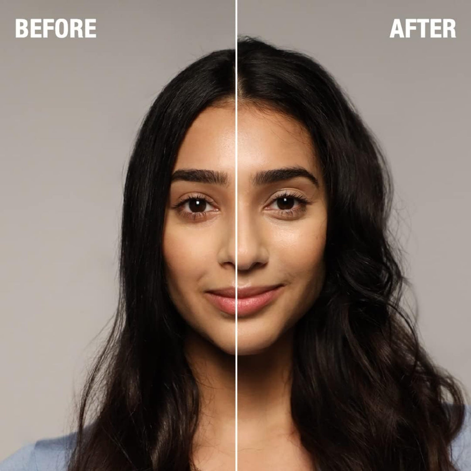 Hair before-and-after from dry shampoo use