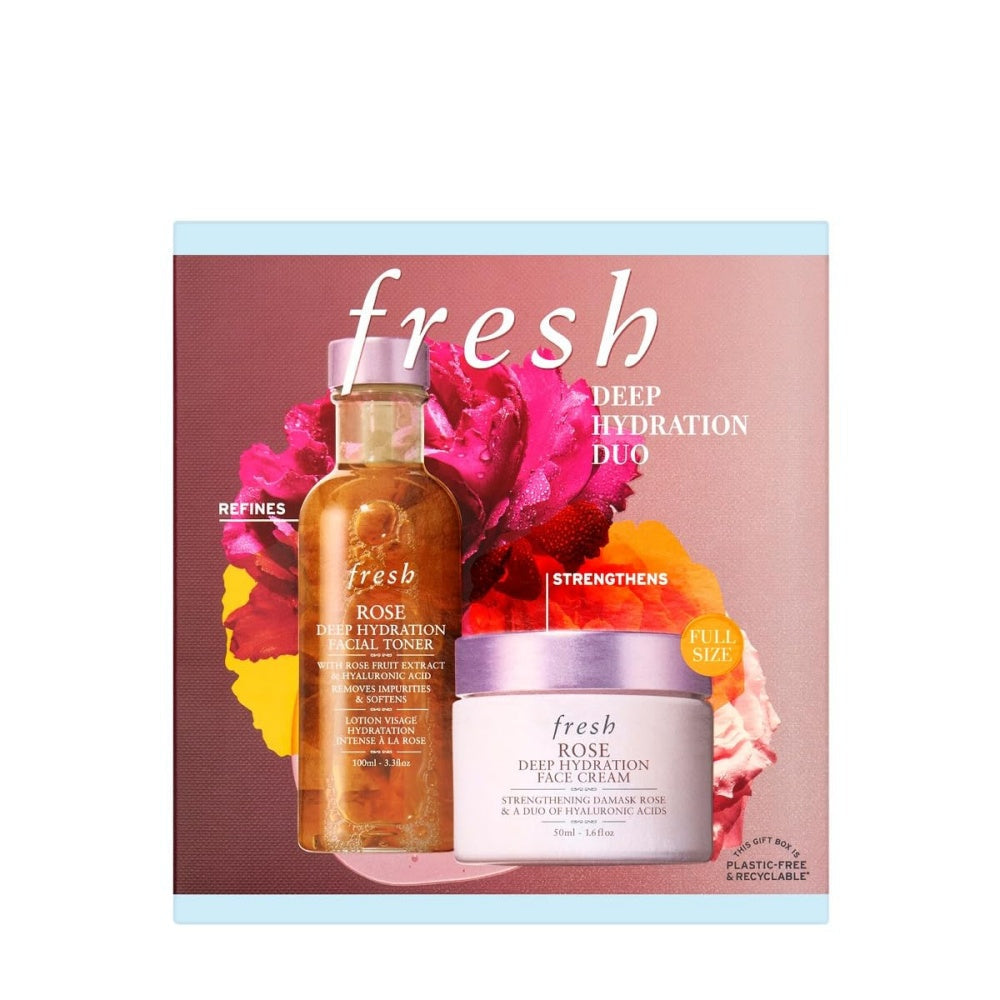 Rose deep hydration duo box showing toner bottle and face cream jar