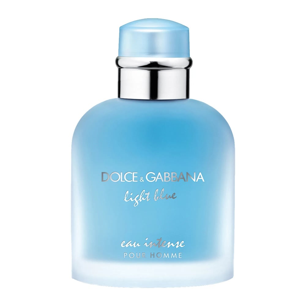 Dolce & Gabbana light blue eau intense eau de parfum bottle with silver cap