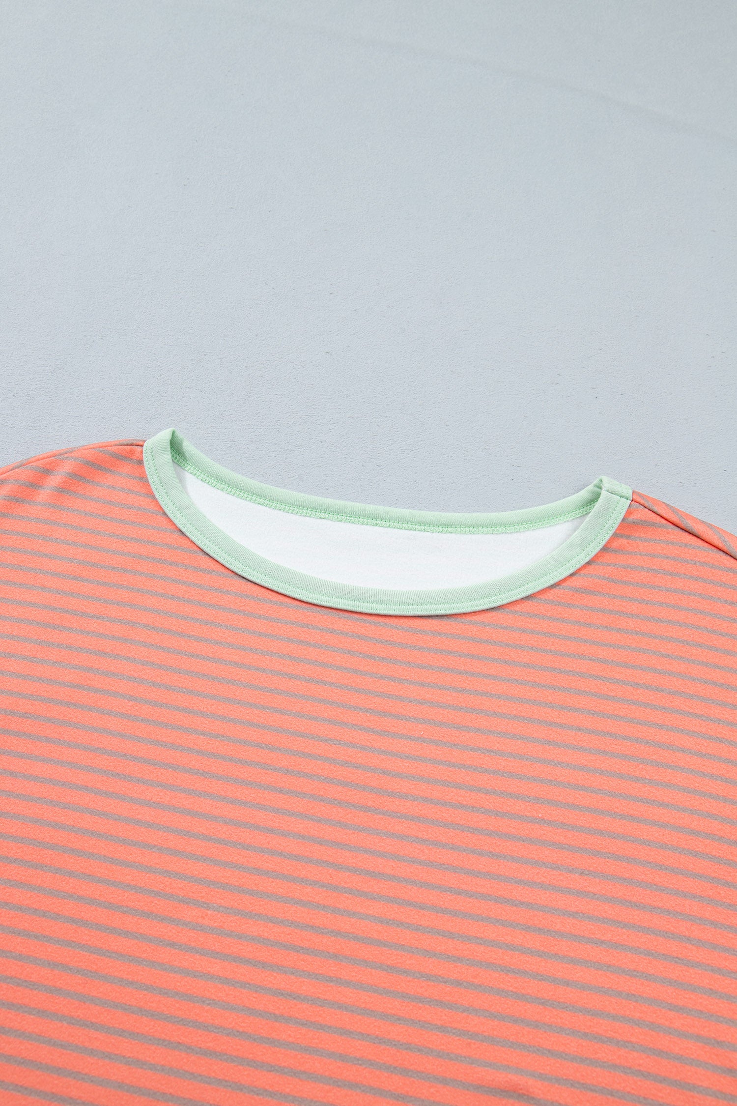 Stripe Colorblock Raw Seam Long Sleeve Top