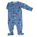 Blue electric guitar print footie with long sleeves and front zipper for boys