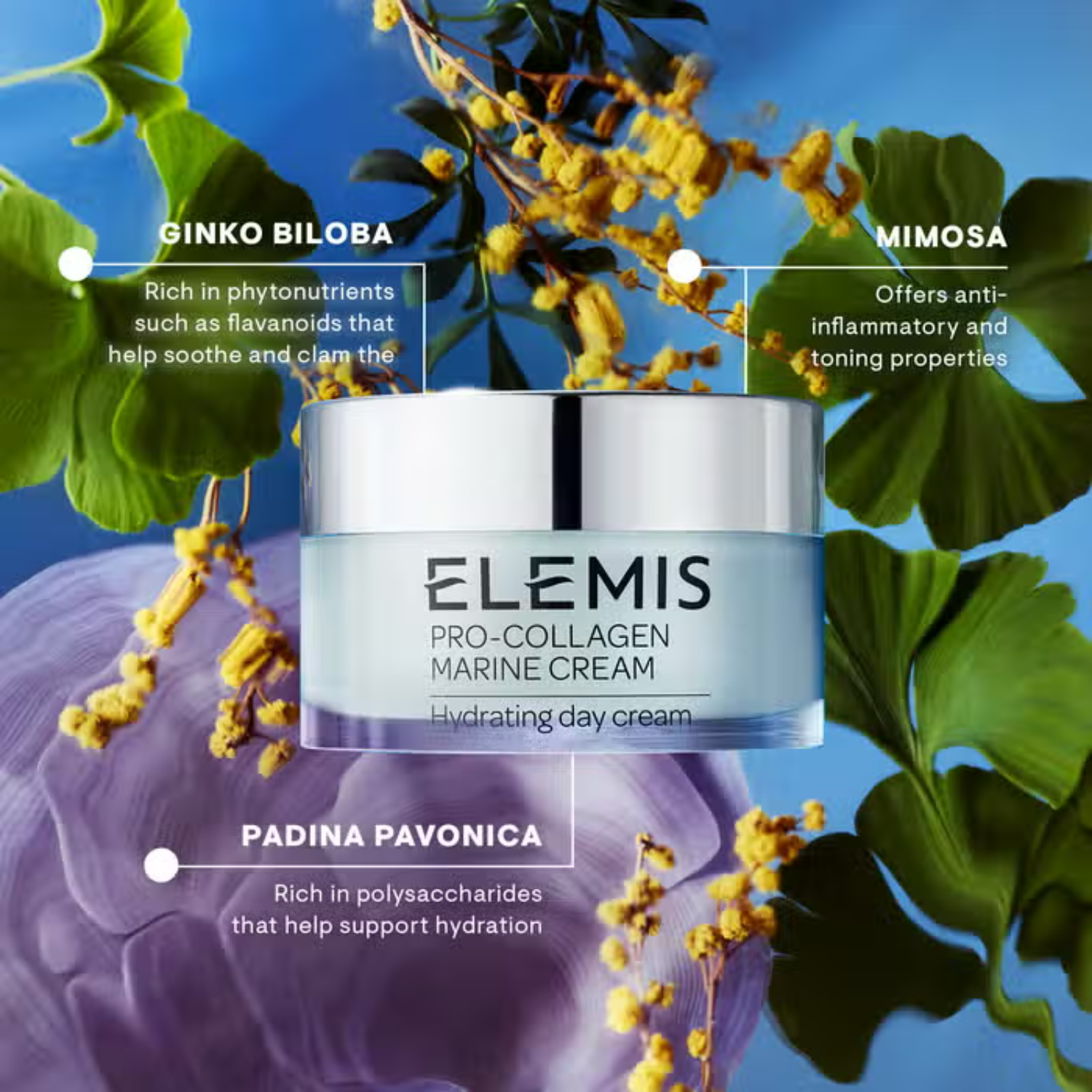 Elemis Pro-Collagen Marine Cream hydrating day cream jar with blue accents