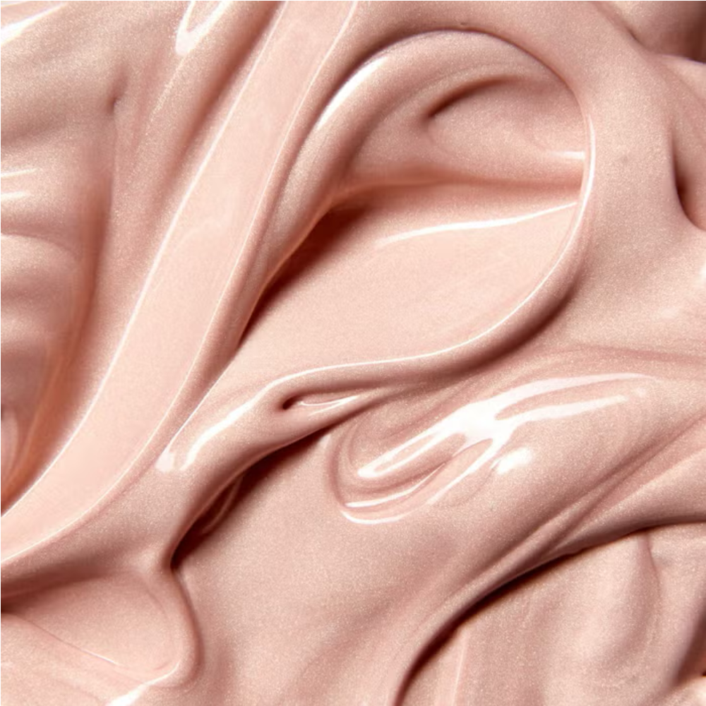 Glow priming moisturiser gel swatch in shimmery beige