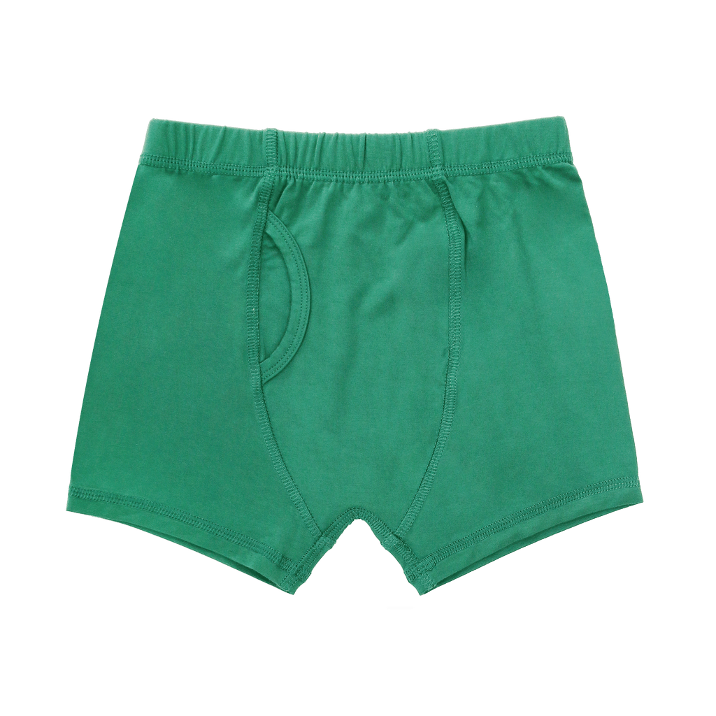 Boys' boxer briefs in green with stretchy elastic waistband