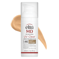 EltaMD UV Clear tinted SPF 46 sunscreen lotion bottle, broad-spectrum.
