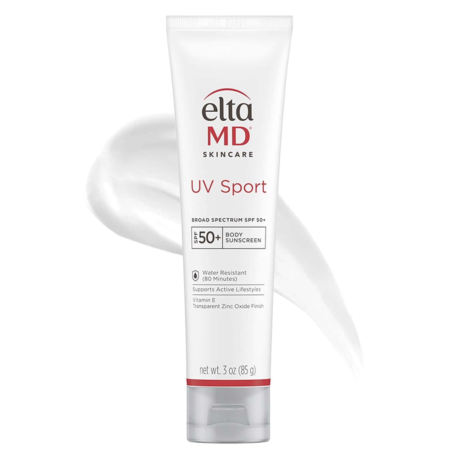 EltaMD UV Sport Broad-Spectrum SPF 50 sunscreen in white squeeze tube