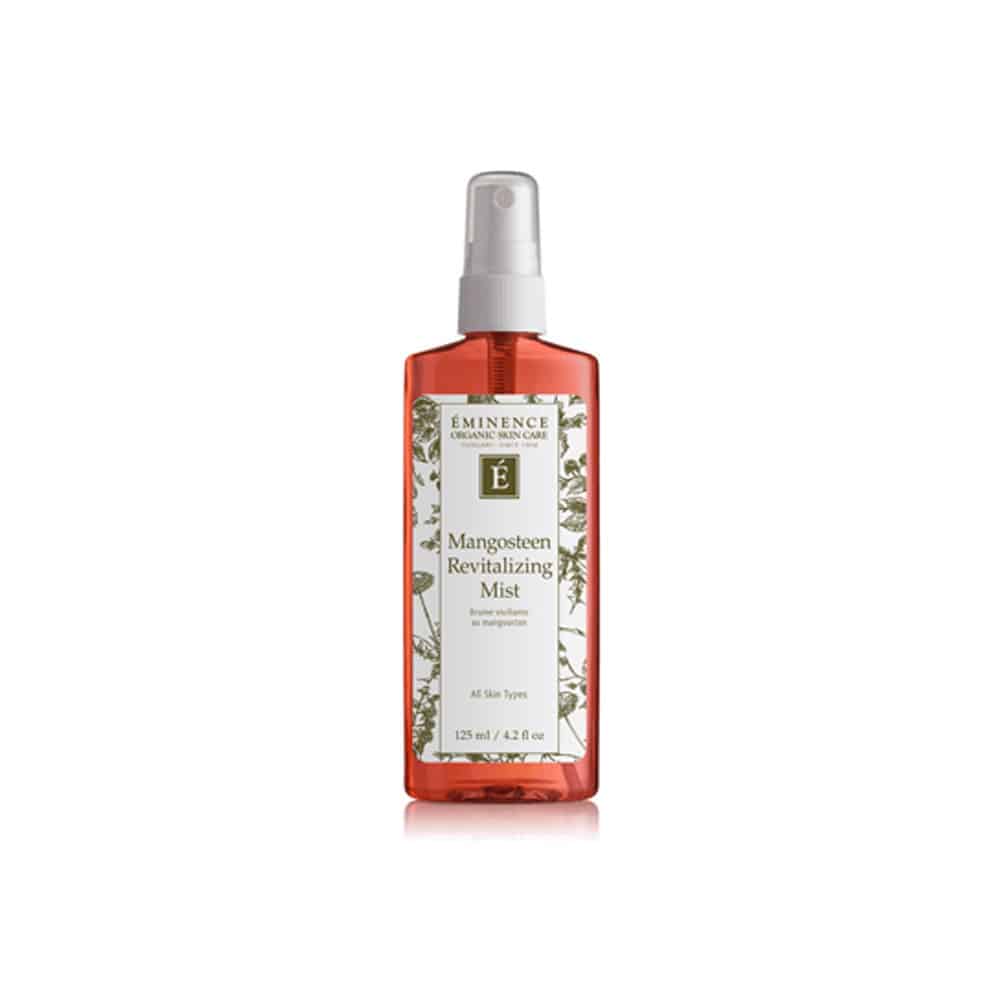 EMINENCE mangosteen revitalizing mist spray bottle with trigger pump, amber-red glass, 125 ml
