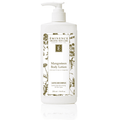 Eminence Mangosteen body lotion bottle with white pump, clear label, 8.4 oz