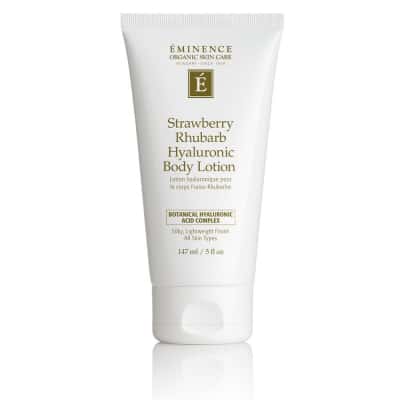Eminence Strawberry Rhubarb Hyaluronic Body Lotion squeeze tube, 5 oz