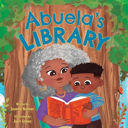 Hardcover storybook with illustrated cover and Abuela's Library title