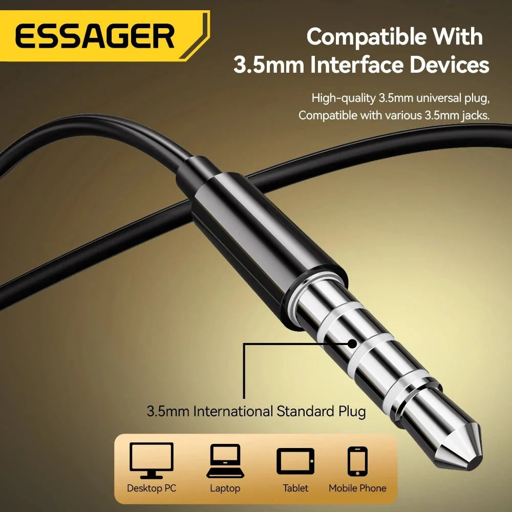 ESSAGER 3.5mm Wired In-Ear Headphones | Built-in Mic and Volume Control