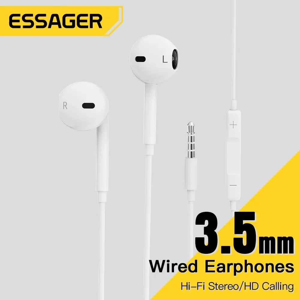 ESSAGER 3.5mm Wired In-Ear Headphones | Built-in Mic and Volume Control