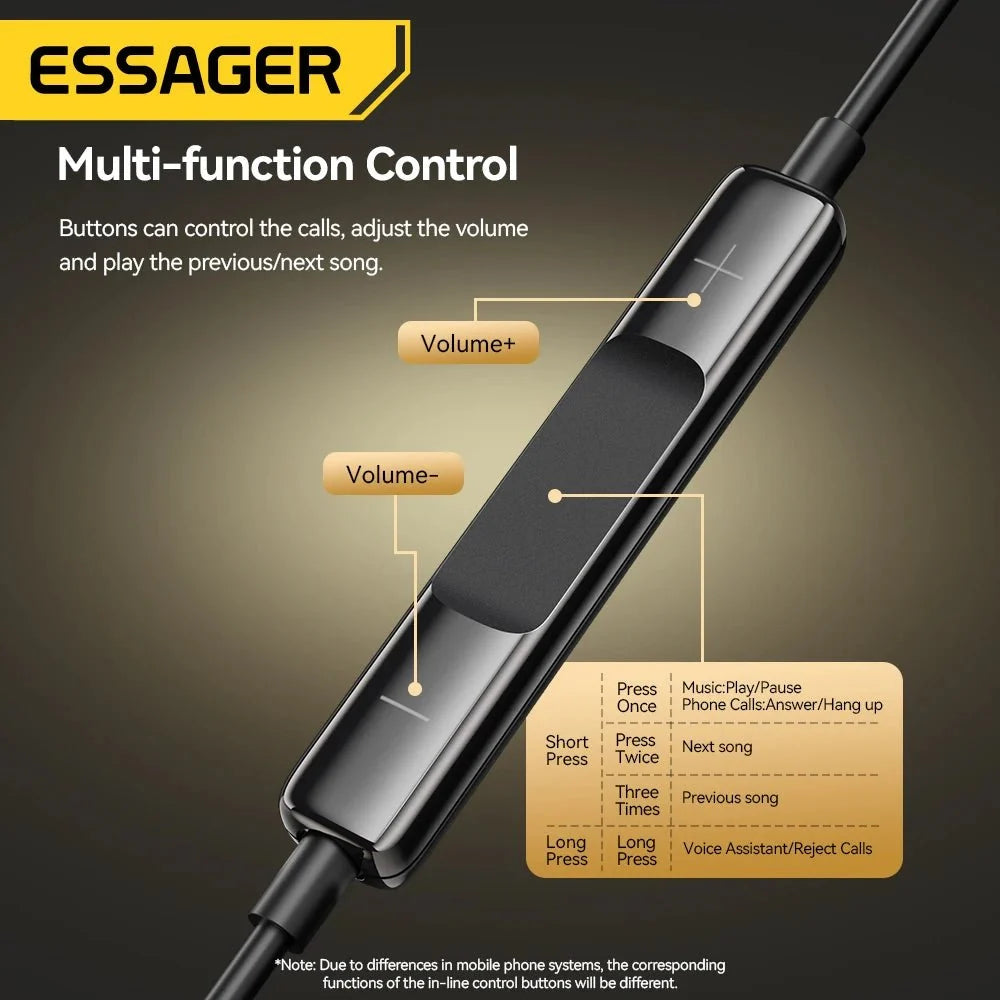 ESSAGER 3.5mm Wired In-Ear Headphones | Built-in Mic and Volume Control
