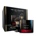Sandalwood shaving starter set: shaving cream jar, brush, and razor in box