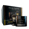 Unscented shaving starter set with brush, razor stand, and shaving cream jar