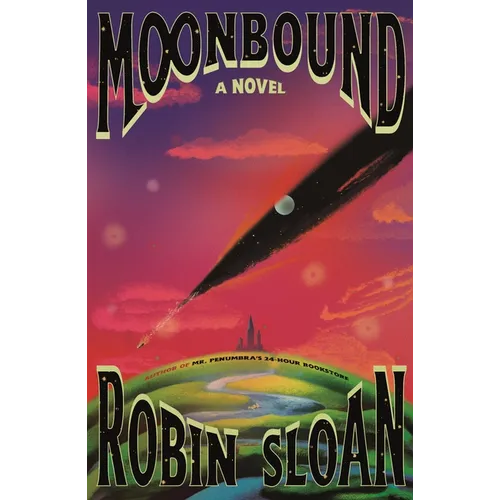 Moonbound hardcover novel book cover with purple rocket and title text