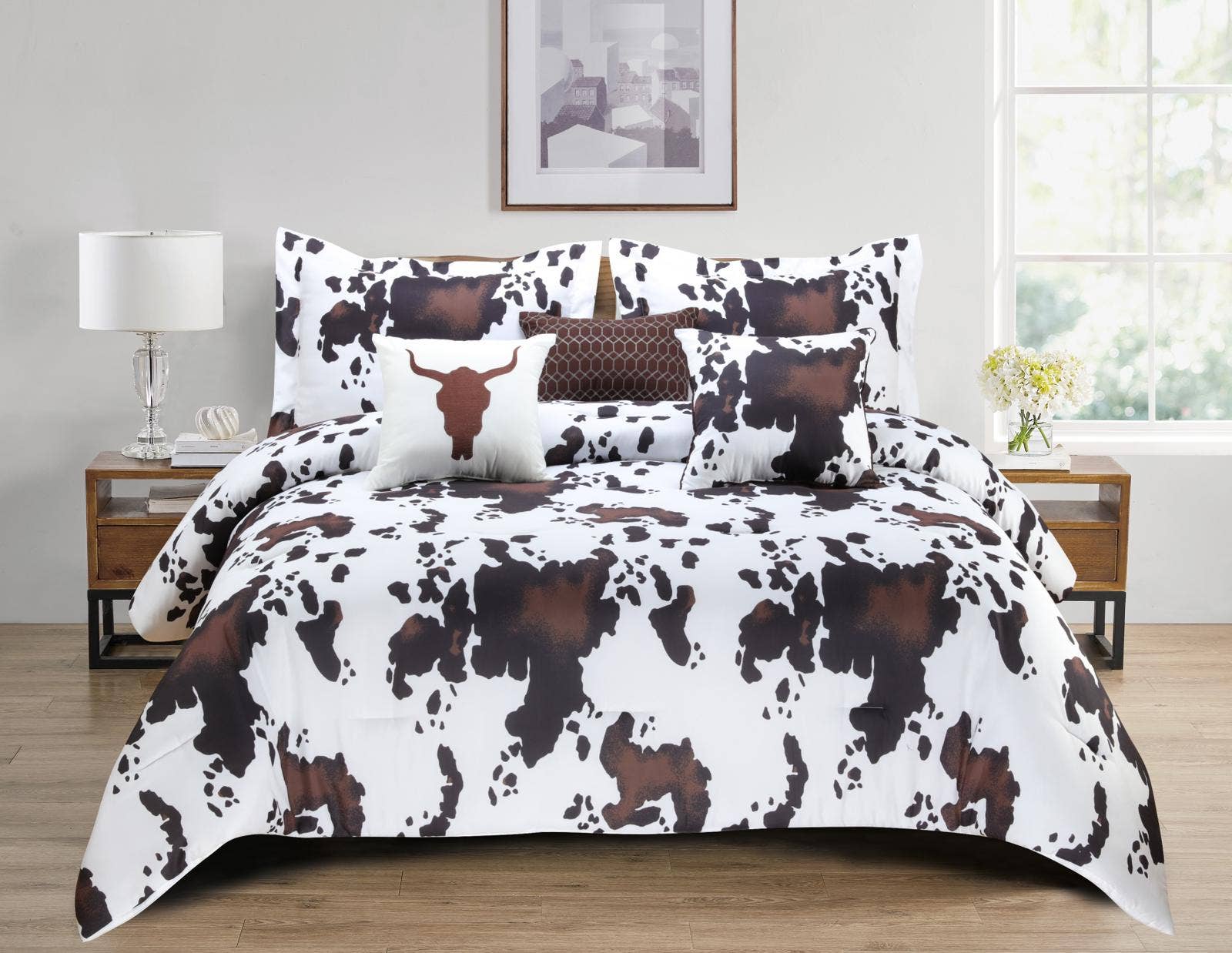 COW PRINT COMFORTER 6 PC KING SIZE SET