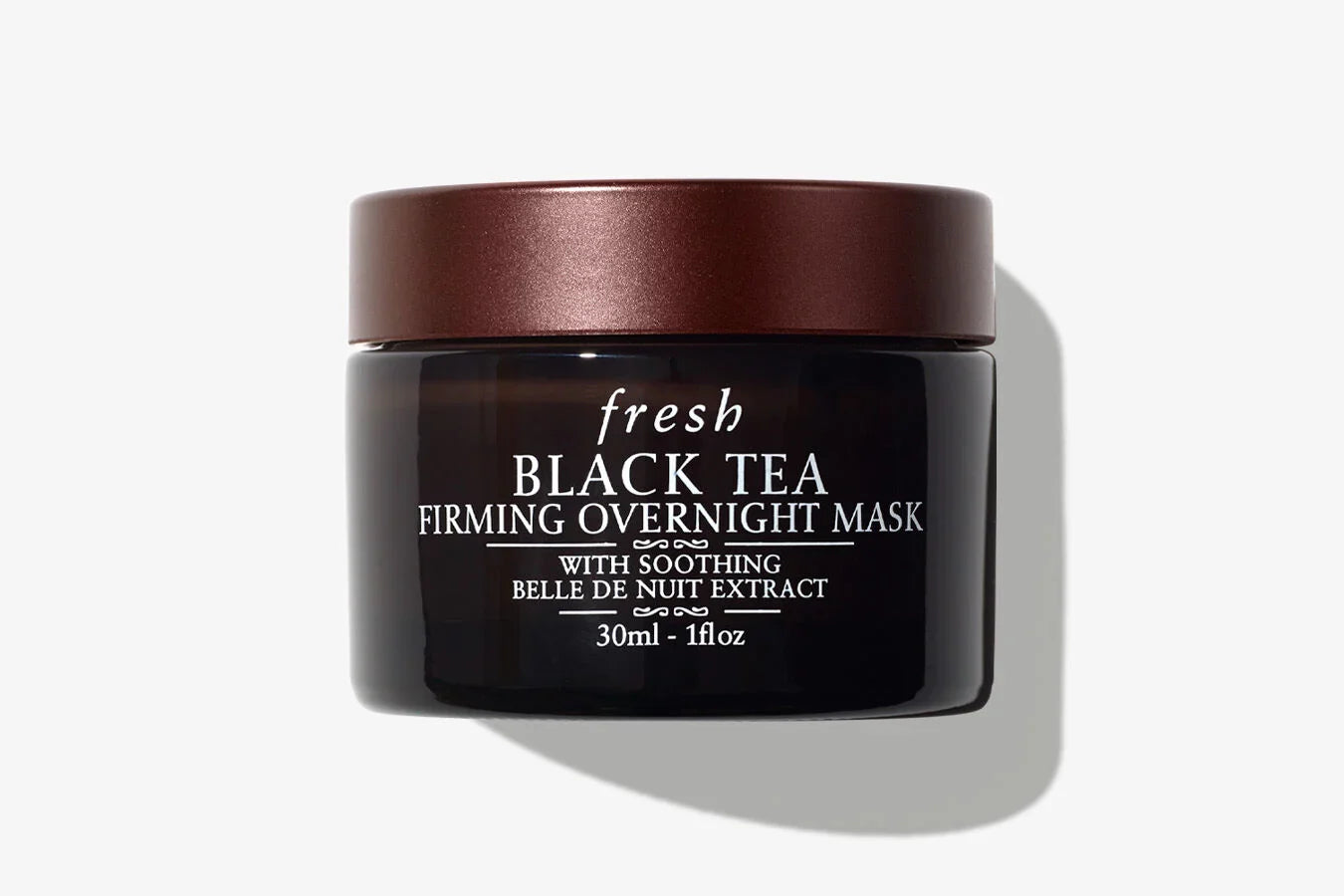 Fresh Black Tea firming overnight mask jar, dark brown with maroon lid