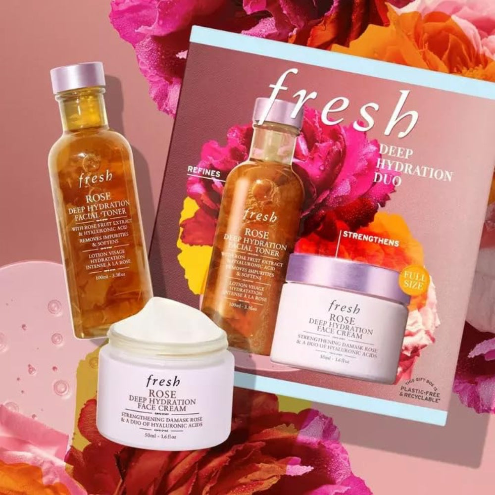 Rose deep hydration duo bottles and jar with duo box