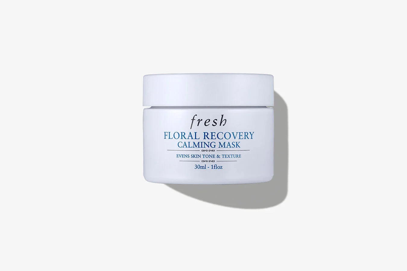 Fresh Floral Recovery Calming Mask jar, white cream container with lid
