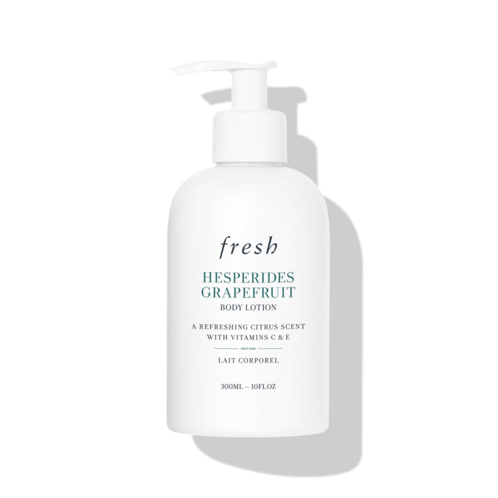 White body lotion pump bottle with Fresh logo and grapefruit label, 300 mL.